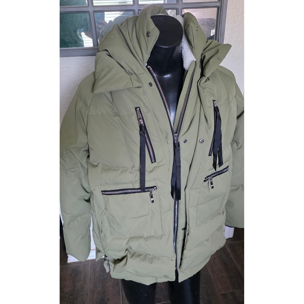 Orolay Mens Thickened Down Jacket Olive Green Hooded Winter Parka Coat Large